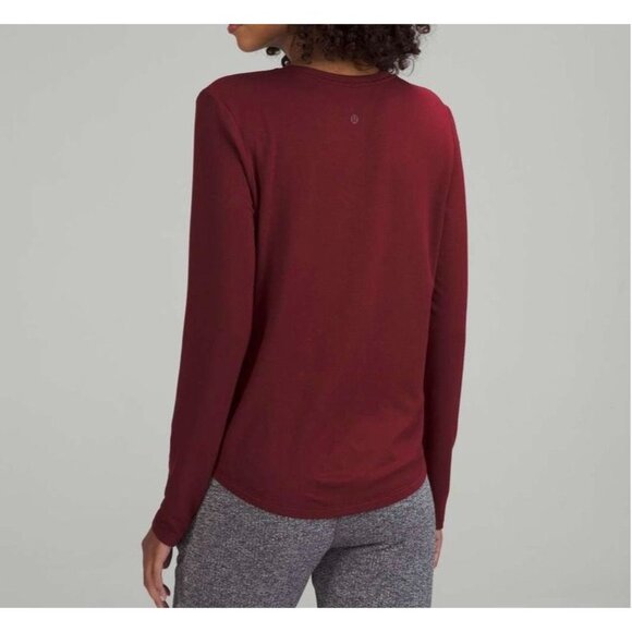 Lululemon Love Modal Fleece Long Sleeve Shirt 8 Red Merlot Pullover Top Burgundy - Picture 1 of 7